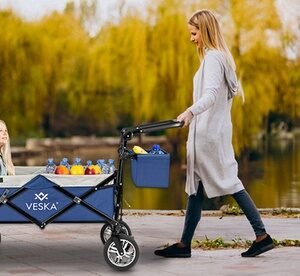 Carrello Pieghevole Con Parasole Veska : Blu Scuro-Grigio