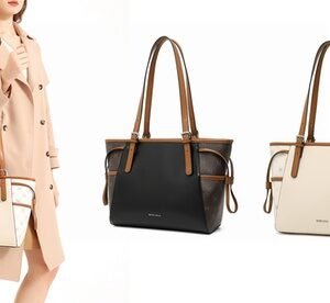 Elegante Borsa Con Manici Regolabili: Nera E Marrone