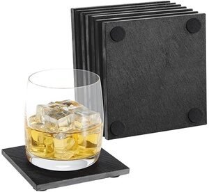 Set Di 8 Sottobicchieri In Ardesia Quadrati