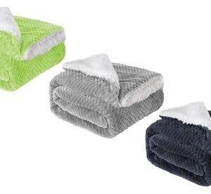Coperta Elegante In Sherpa Lavorato A Maglia: Plaid / Verde