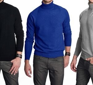 2 Maglie Dolcevita In Cashmere E Lana Da Uomo: 1 Avio E 1 Bianco / Xl