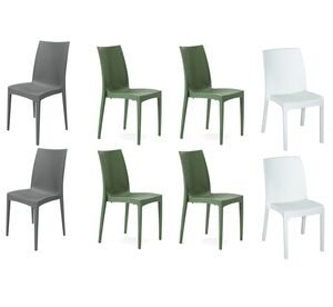 Set Di 4 Sedie Da Giardino In Polipropilene Stile Rattan: Bianco