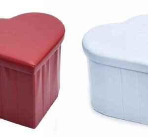 Pouf Contenitore Coracao In Ecopelle: Rosso