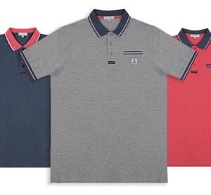 Set Di 3 Polo Lancetti Uomo / Grigio-Blu-Rosso / Taglia S