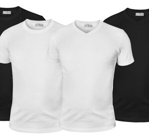 3 T-Shirt Liabel Caldo Cotone: Bianco / Scollo V / Xl