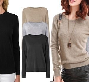 Maglia In Misto Cashmere: 2 Maglie / Nero + Cammello / Xl