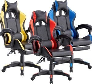 Sedia Gamer Reclinabile Con Poggiapiedi : Blu-Nero
