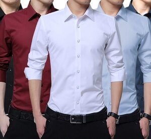 Set Di 2 Camicie Sartoriali Da Uomo : 1 Blu Scuro E 1 Bianca / L